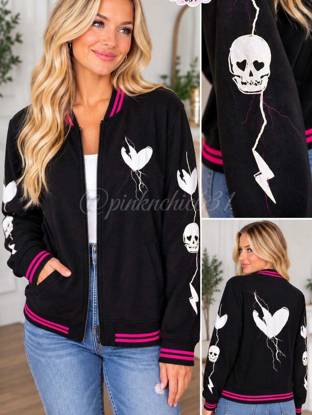 LoveSick by Torrid Black Heart & Skull Halloween Bomber Jacket Size 2X (18–20)